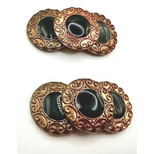 BLUETTE Made‎ in France Pair vintage shoe clips black cabochon gold
